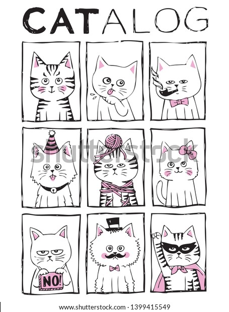 Catalog Cute Cats Illustration Series Stock Vector (Royalty Free ...