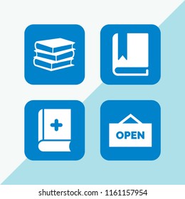 catalog icon. 4 catalog set with book and open vector icons for web and mobile app