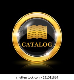 Catalog icon. Internet button on black background. EPS10 vector 