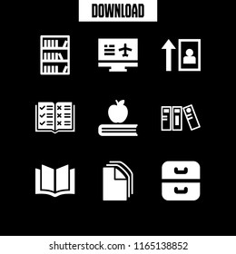 catalog icon. This set with booking, file, book and archives vector icons for mobile and web