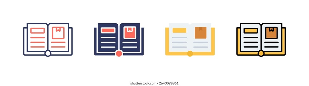 Catalog Multi Style Icon Set Vector