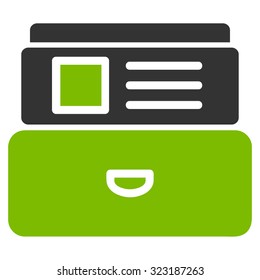 Catalog vector icon. Style is bicolor flat symbol, eco green and gray colors, rounded angles, white background.