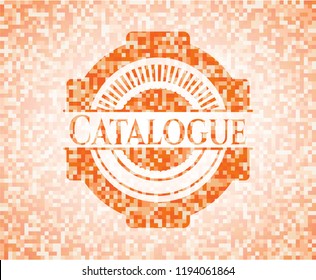 Catalogue abstract emblem, orange mosaic background