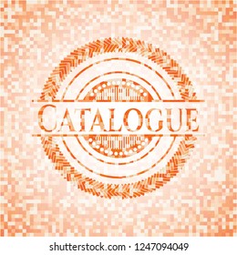 Catalogue abstract emblem, orange mosaic background