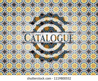 Catalogue arabesque emblem background. arabic decoration.