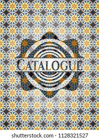 Catalogue arabic emblem background. Arabesque decoration.