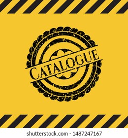 Catalogue black grunge emblem with yellow background. Vector Illustration. Detailed.