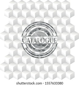 Catalogue grey badge with geometric cube white background