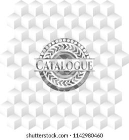 Catalogue grey emblem with geometric cube white background
