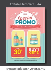 Catalogue Mailer Design Template Editable Beauty Product Pastel with Doodle Theme