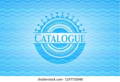 Catalogue sky blue water style emblem.