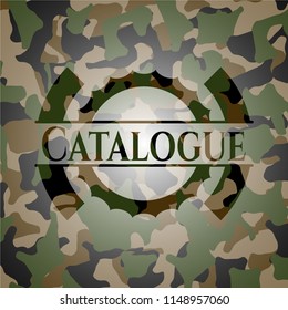 Catalogue written on a camo texture