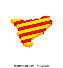 Catalonia 3d barcelona map border flag icon illustration.