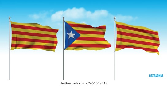 Catalonia 3d rendering flag series. Vector illustration.