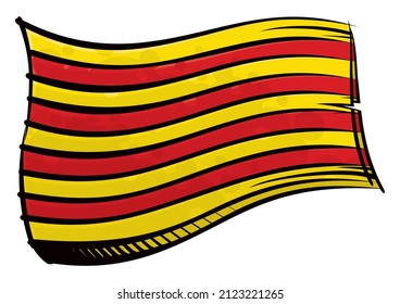 Bandera de la comunidad autónoma de Cataluña creada al estilo de pintura de graffiti