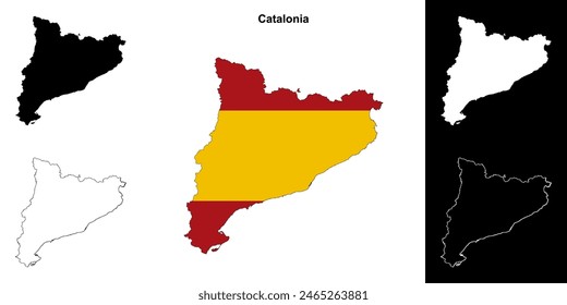 Catalonia blank outline map set