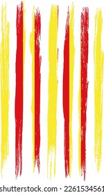 Catalonia flag with brush paint textured isolated  on png or transparent background
