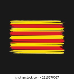Catalonia Flag Brush Strokes Painted