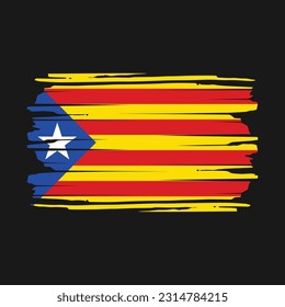 Catalonia Flag Brush Vector Illustration