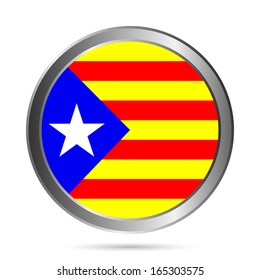 Catalonia flag button on a white background. Vector illustration.