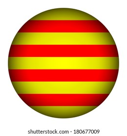 Catalonia flag button on a white background. Vector illustration.