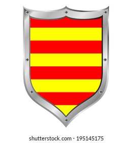 Catalonia flag button on a white background. Vector illustration.