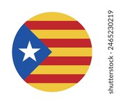 Catalonia flag. Catalonia circle flag. Flag icon. Standard color. Round flag. Computer illustration. Digital illustration. Vector illustration.