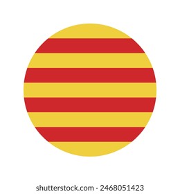 Catalonia flag. Catalonia circle flag. Flag icon. Standard color. Round flag. Computer illustration. Digital illustration. Vector illustration.