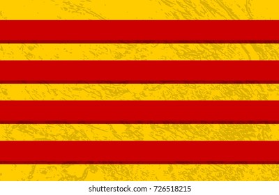 Catalonia flag. Grunge distress texture. Red and yellow stripes