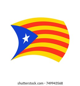 Catalonia flag isolated. Estelada Blava banner ribbon. Symbol of State
