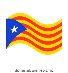 Catalonia flag isolated. Estelada Blava banner ribbon. Symbol of State