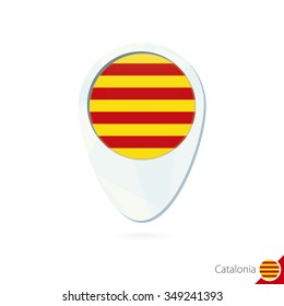 Catalonia flag location map pin icon on white background. Vector Illustration.