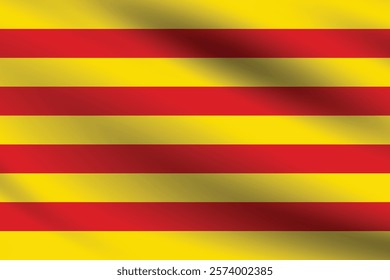 Catalonia flag official colors and proportion digital vector illustration. Pleated flag.