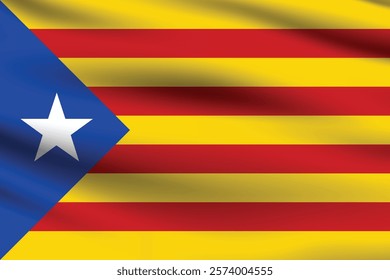 Catalonia flag official colors and proportion digital vector illustration. Pleated flag.