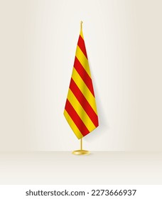 Bandera de Cataluña en un puesto de bandera. Ilustración vectorial.