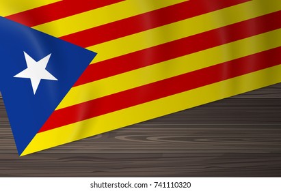 Catalonia flag on wooden background