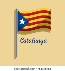 catalonia flag post waving nationalism symbol