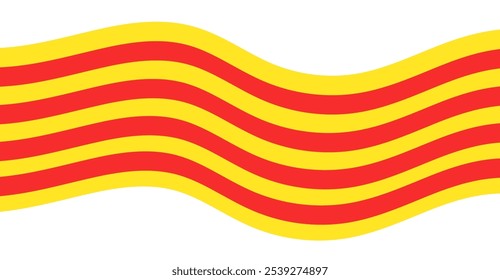 Catalonia flag, or Senyera poster. Red stripes on a yellow background. Catalan identity, culture and pride. Regions struggle for independence, autonomy and cultural heritage flat vector illustration