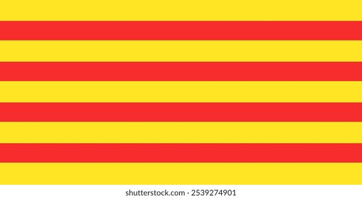 Catalonia flag, or Senyera poster. Red stripes on a yellow background. Catalan identity, culture and pride. Regions struggle for independence, autonomy and cultural heritage flat vector illustration