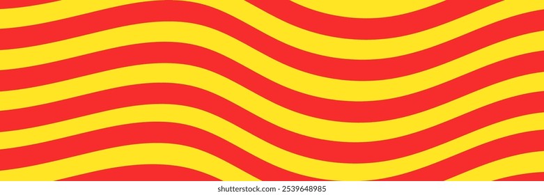 Catalonia flag, or Senyera poster. Red stripes on a yellow background. Catalan identity, culture and pride. Regions struggle for independence, autonomy and cultural heritage flat vector illustration