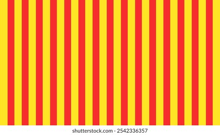 Catalonia flag, or Senyera poster. Red stripes on a yellow background. Catalan identity, culture and pride. Regions struggle for independence, autonomy and cultural heritage flat vector illustration