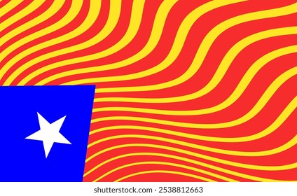 Catalonia flag, or Senyera. Red stripes on a yellow background. Estelada poster. Catalan identity and pride. Regions struggle for independence, autonomy and cultural heritage flat vector illustration