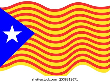 Catalonia flag, or Senyera. Red stripes on a yellow background. Estelada poster. Catalan identity and pride. Regions struggle for independence, autonomy and cultural heritage flat vector illustration