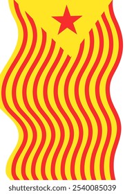 Catalonia flag, or Senyera. Red stripes on a yellow background. Estelada poster. Catalan identity and pride. Regions struggle for independence, autonomy and cultural heritage flat vector illustration