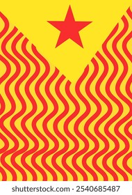 Catalonia flag, or Senyera. Red stripes on a yellow background. Estelada poster. Catalan identity and pride. Regions struggle for independence, autonomy and cultural heritage flat vector illustration