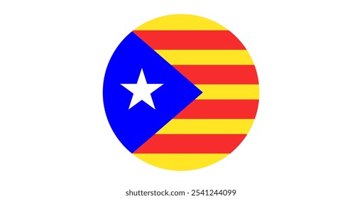 Catalonia flag, or Senyera. Red stripes on a yellow background. Estelada poster. Catalan identity and pride. Regions struggle for independence, autonomy and cultural heritage flat vector illustration