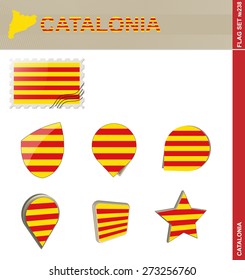 Catalonia Flag Set, Flag Set #238. Vector.