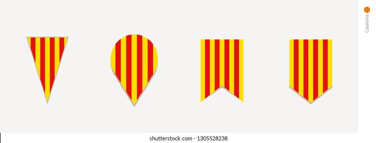 Bandera de Cataluña en diseño de Vertical, Ilustración vectorial.