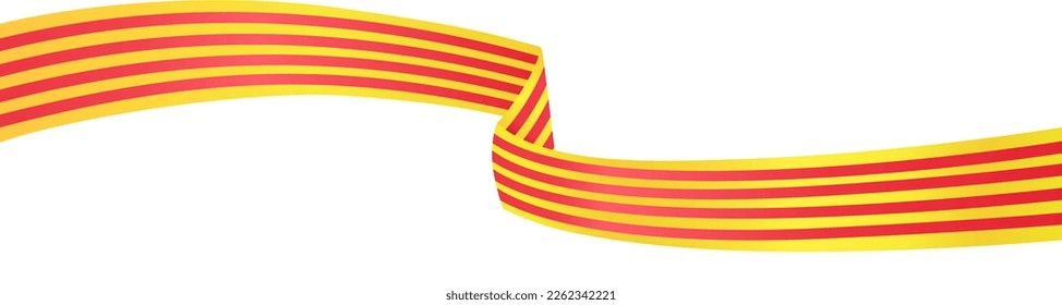 Catalonia flag wave isolated on png or transparent background