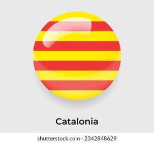 Cataluña lustroso bandera nacional burbuja forma redonda icono ilustración vectorial vidrio